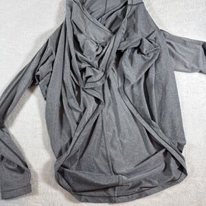 Zyia Active Haze Top‎ Womens Medium Gray Heather Shawl Wrap Hooded Yoga Stretch